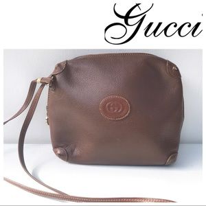 Vintage GUCCI brown crossbody Bag leather Purse